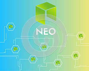 Cryptocurrency NEO technology connected style background