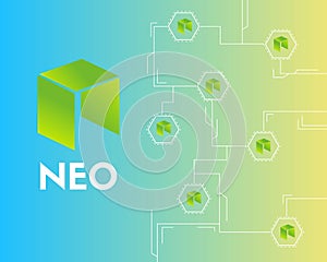 Cryptocurrency NEO technology connected style background