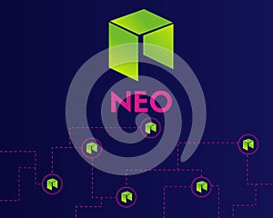 Cryptocurrency NEO technology style background