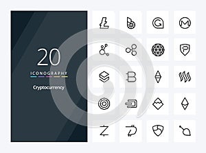 20 Cryptocurrency Outline icon for presentation