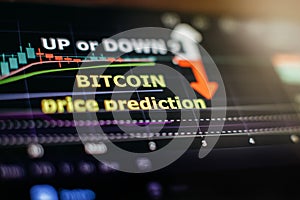 Cryptocurrency price prediction movement of Bitcoing on screen