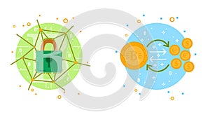 Cryptocurrency process and mining icons