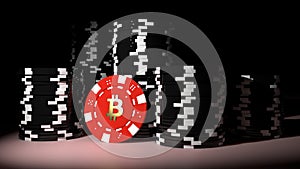 Cryptocurrency risk concept with red and black poker chips