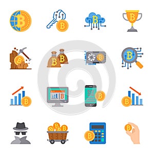 Cryptocurrency symbols flat color icon set 2.