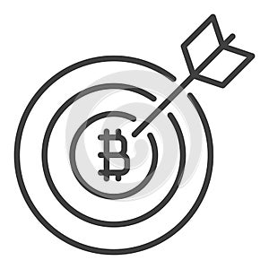 Cryptocurrency Target with Arrow vector Bitcoin linear icon or logo element