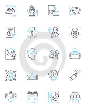Cryptocurrency Trading - CryptoTrade linear icons set. Blockchain, Bitcoin, Altcoin, Wallet, Exchange, Trading, Mining
