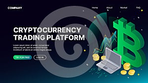 Cryptocurrency trading platform. Landing Web Page Template