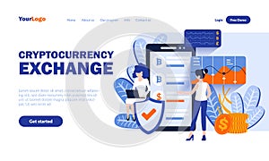Cryptocurrency vector landing page template