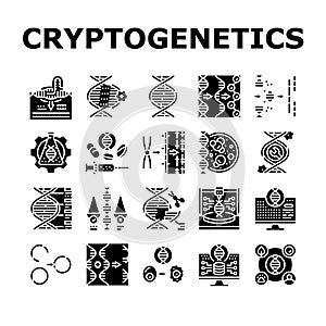 cryptogenetics dna gene helix icons set vector