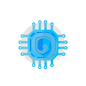 Cryptography, cyber security icon on white