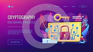 Cryptography and encryption concept landing page.