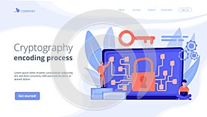 Cryptography and encryption concept landing page.