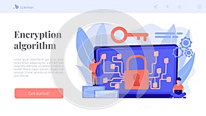 Cryptography and encryption concept landing page.