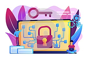 Cryptography and encryption concept vector illustration.