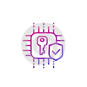 cryptography and encryption icon, line design