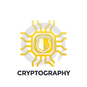 Cryptography icon on white