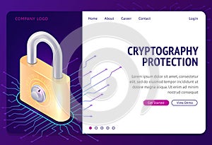 Cryptography protection, web isometric concept