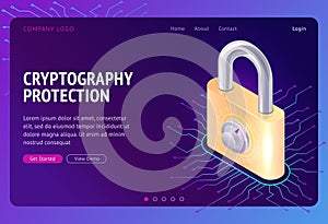 Cryptography protection, web isometric concept
