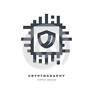Cryptography thin line icon isolated on white background.