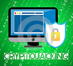 Cryptojacking Crypto Attack Digital Hijack 2d Illustration