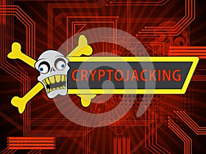 Cryptojacking Crypto Attack Digital Hijack 2d Illustration