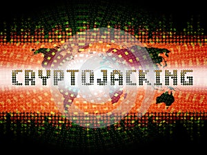 Cryptojacking Crypto Attack Digital Hijack 2d Illustration