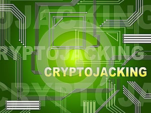 Cryptojacking Crypto Attack Digital Hijack 2d Illustration