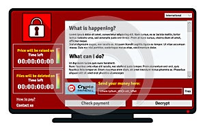 Cryptolocker infection window on computer monitor requesting payment for decryption