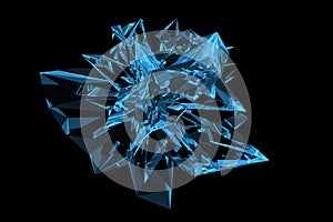Crystal 3D rendered xray blue