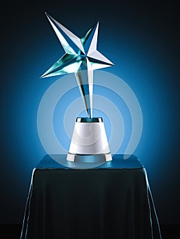Crystal Award in the modern studio. 3d rendering