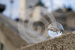 Crystal ball. Church in Ruzomberok, Slovakia