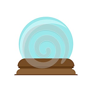 Crystal ball decoration magic glass symbol vector icon. Future bright blue sphere teller. Snow globe fantasy orb