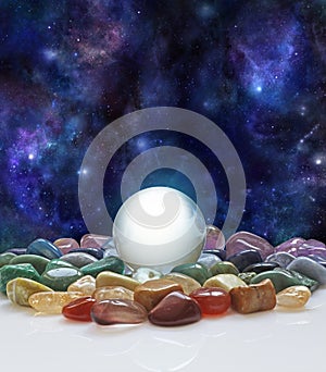 Crystal ball, healing crystals and the Universe photo