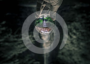 Crystal ball landscape waterfall