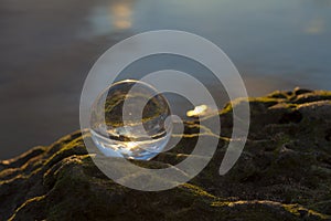 Crystal ball photography - sunset beach