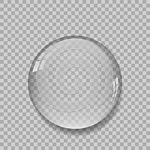 Crystal ball with reflections on transparent background.