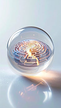 Labyrinth of Light within a Glass Orb