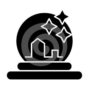 Crystal ball solid icon. Magician ball with stars vector illustration isolated on white. Glass sphere glyph style design