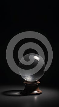 Crystal Ball on Stand in Dark Studio Setting