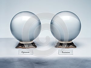 Crystal balls with optimism and pessimism labels