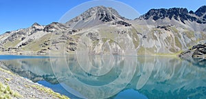 Crystal blue clear mountain lake