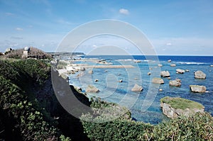 Crystal Blue Sea with coastal terrain at Miyakojima, Okinawa, Japan