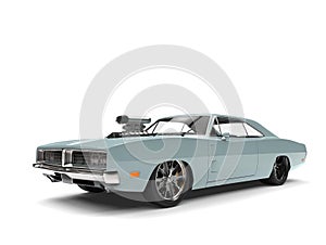 Crystal blue vintage American muscle car - beauty shot