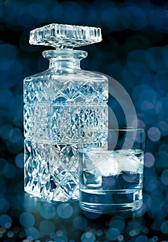 Crystal bottle and glass
