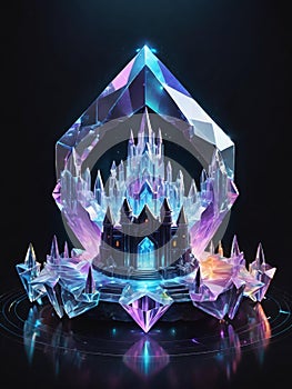 crystal castle in neon light