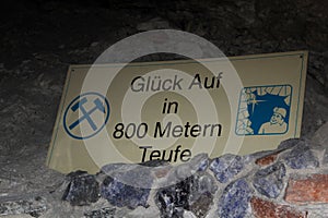 Crystal cave. Rhinestone. Crystal cave of Merkers. 800 meters underground, Germany.