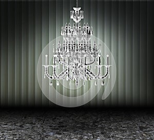 Crystal chandelier in a dark grungy room