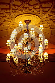 Crystal chandelier with emboss ceiling