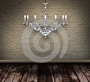 Crystal chandelier in a grungy room