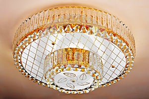 Crystal chandelier hanging on ceiling